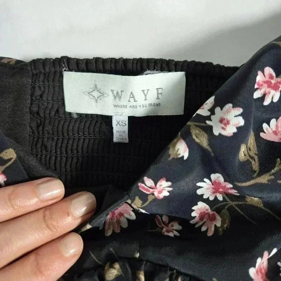 WAYF black and floral baby doll dress puff sleeve sz XS/S - Picture 4 of 14